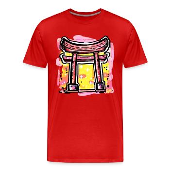 Japanese Tori Gate - Men's Premium Organic T-Shirt - red - Front - Damien (186cm)