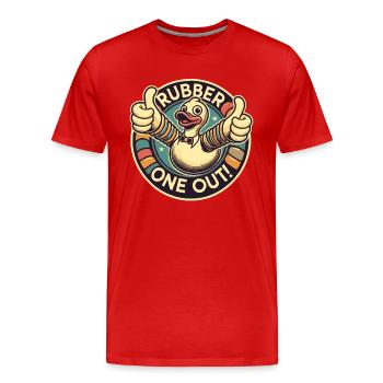 Canard en caoutchouc - pouce vers le haut pour un frottement - T-shirt bio Premium Homme - rouge - Devant - Damien (186cm)