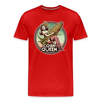 The corn queen with a large corn cob - Men's Premium Organic T-Shirt - red - Front - Damien (186cm)