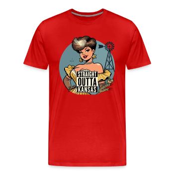 Une dame vient directement du Kansas - T-shirt bio Premium Homme - rouge - Devant - Damien (186cm)