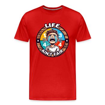 Das Leben ist nicht fair - Männer Premium Bio T-Shirt - Rot - Vorne - Damien (186cm)