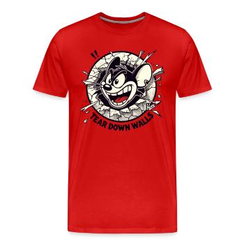 Une souris intense et dynamique veut abattre les murs - T-shirt bio Premium Homme - rouge - Devant - Damien (186cm)