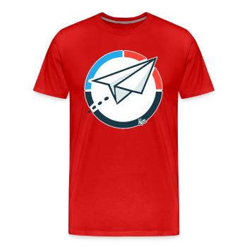 Avion en papier volant - T-shirt bio Premium Homme - rouge - Devant - Damien (186cm)