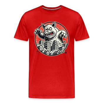 The Return of the Funny Monster Pig - Men's Premium Organic T-Shirt - red - Front - Damien (186cm)