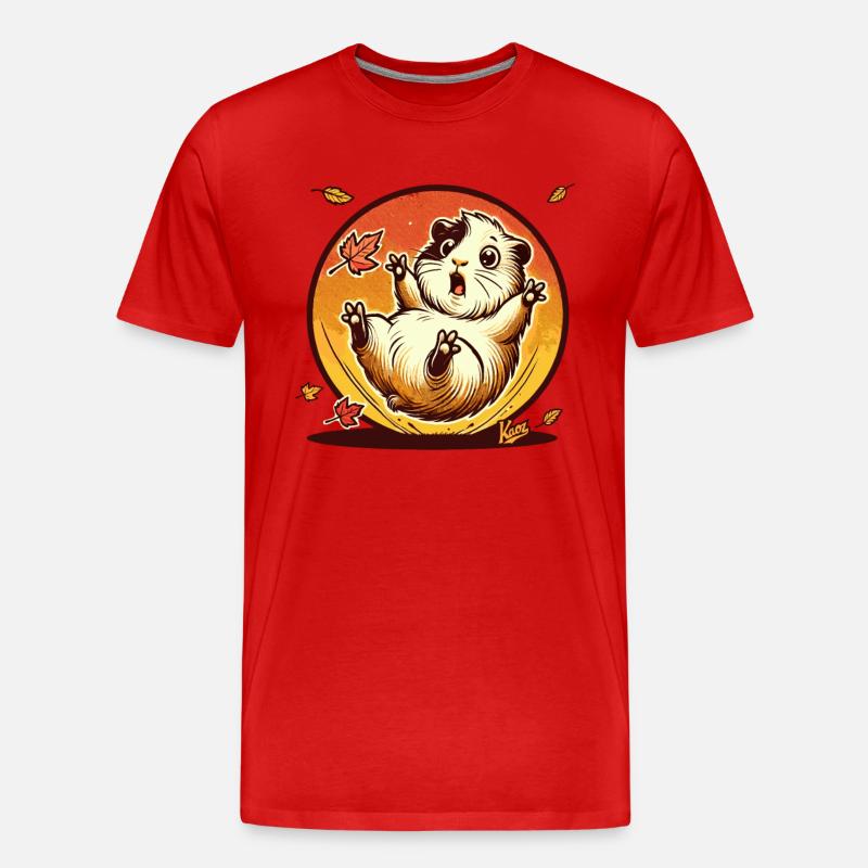 Hamster mit Herbst-Blättern - Männer Premium Bio T-Shirt - Rot