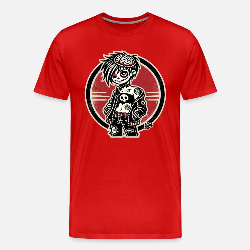 Cooles Emo-Zombie-Mädchen - Männer Premium Bio T-Shirt - Rot
