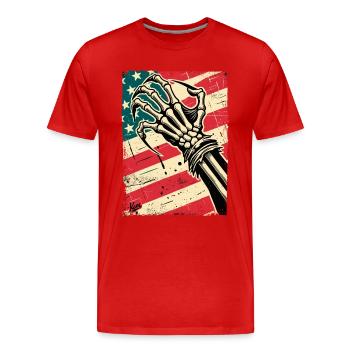Drapeau américain et griffe du Cauchemar américain - T-shirt bio Premium Homme - rouge - Devant - Damien (186cm)