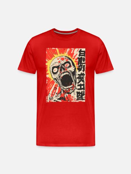 Screaming Japanese skull - Men's Premium Organic T-Shirt - red