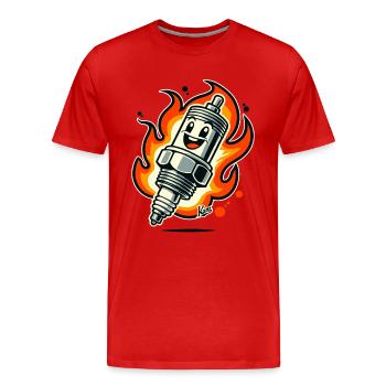 Bougie d’allumage joyeuse en feu - T-shirt bio Premium Homme - rouge - Devant - Damien (186cm)