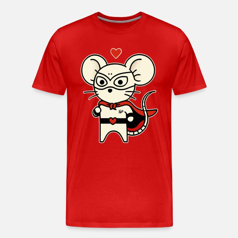 Maus Held der Liebe - Männer Premium Bio T-Shirt - Rot