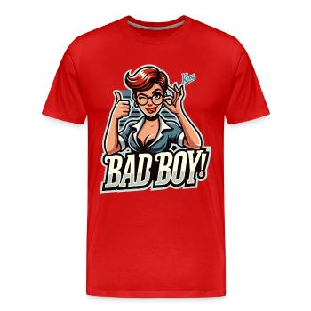 Ton professeur dit, pouce en l’air, mauvais garçon - T-shirt bio Premium Homme - rouge - Devant - Damien (186cm)