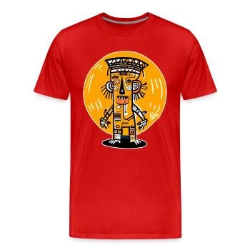 Abstraktes Cartoon Maya-Inka-Graffiti - Männer Premium Bio T-Shirt - Rot - Vorne - Damien (186cm)