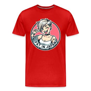 Naughty cartoon girl: fat in Japan - Men's Premium Organic T-Shirt - red - Front - Damien (186cm)