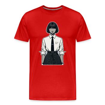 Japanese girl in school uniform - Men's Premium Organic T-Shirt - red - Front - Damien (186cm)