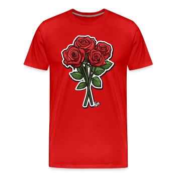 Un bouquet de roses - T-shirt bio Premium Homme - rouge - Devant - Damien (186cm)