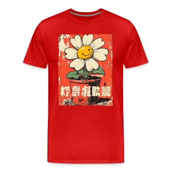 Drôle de fleur dans un pot de fleurs - T-shirt bio Premium Homme - rouge - Devant - Damien (186cm)