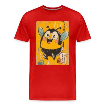Cheerful chubby Japanese bee - Men's Premium Organic T-Shirt - red - Front - Damien (186cm)