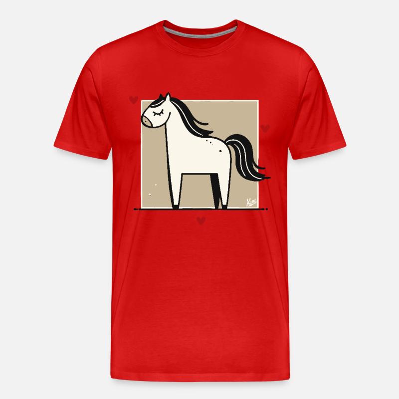 Ich liebe mein Pferd - Männer Premium Bio T-Shirt - Rot