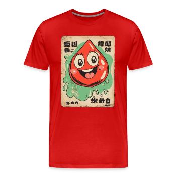 Shabby Fake Japanischer glücklicher Tropfen - Männer Premium Bio T-Shirt - Rot - Vorne - Damien (186cm)
