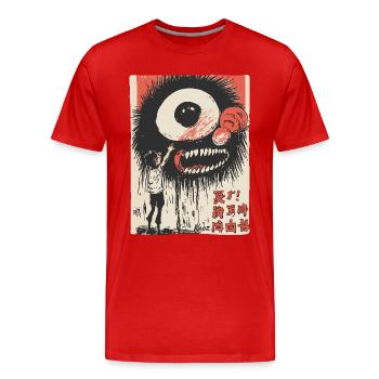 Street-Art-Junge mit Monsterauge - Männer Premium Bio T-Shirt - Rot - Vorne - Damien (186cm)
