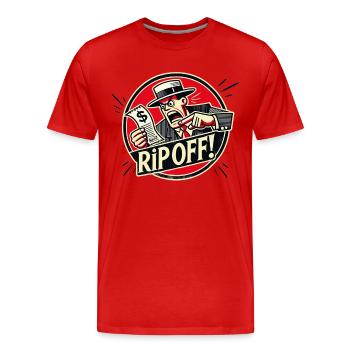Man angry about rip-off bill - Men's Premium Organic T-Shirt - red - Front - Damien (186cm)