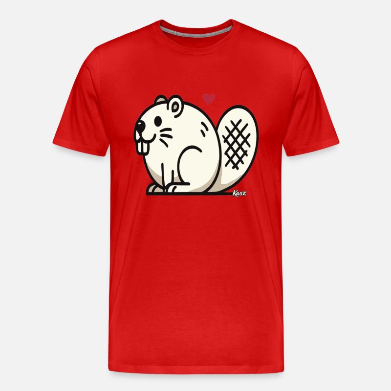 Lustiger dicker Biber - Männer Premium Bio T-Shirt - Rot