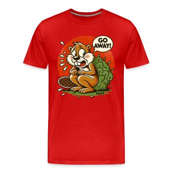 L’écureuil fait une pause derrière la brousse, va-t’en ! - T-shirt bio Premium Homme - rouge - Devant - Damien (186cm)