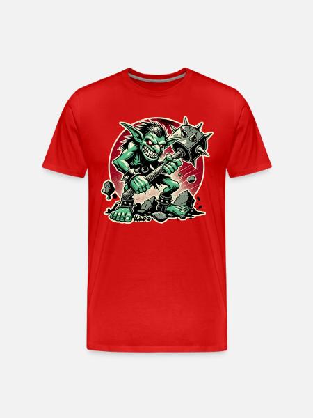 Nasty Goblin with Big Hammer - Men's Premium Organic T-Shirt - red