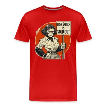 Gorilla with a shield: Freedom of expression sold out - Men's Premium Organic T-Shirt - red - Front - Damien (186cm)
