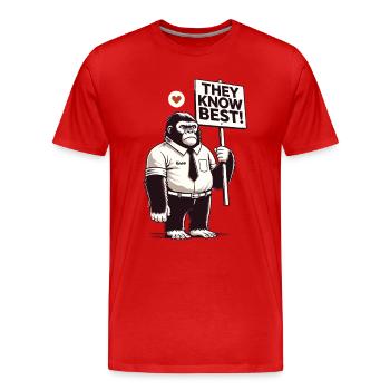 Bon gorille avec bouclier : Vous savez mieux ! - T-shirt bio Premium Homme - rouge - Devant - Damien (186cm)