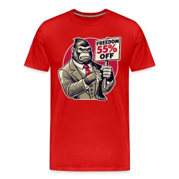 Gorille avec bouclier : Liberté dans l’offre de vente - T-shirt bio Premium Homme - rouge - Devant - Damien (186cm)