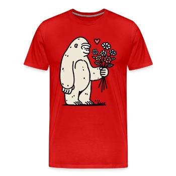 Gentle gorilla with bouquet of flowers - Men's Premium Organic T-Shirt - red - Front - Damien (186cm)