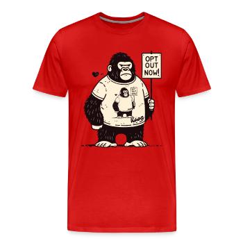 Gorilla with sign: Sign out now! - Men's Premium Organic T-Shirt - red - Front - Damien (186cm)