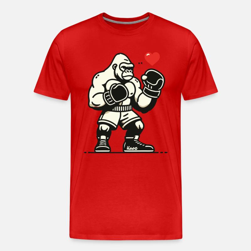Boxer-Gorilla mit Herz - Männer Premium Bio T-Shirt - Rot