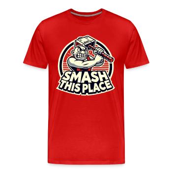 Smash This Place – Angry Hammerman - T-shirt bio Premium Homme - rouge - Devant - Damien (186cm)
