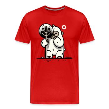 kleiner Gorilla versteckt sich hinter einem Baum - Männer Premium Bio T-Shirt - Rot - Vorne - Damien (186cm)