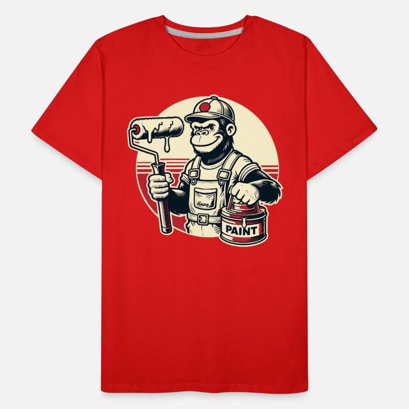 Painter gorilla with paint bucket and paint roller Men's Premium Organic T-Shirt