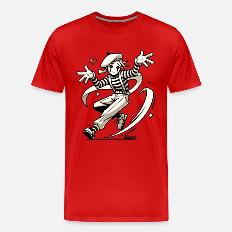 Französischer Pantomime im Japan-Comic-Stil - Männer Premium Bio T-Shirt - Rot