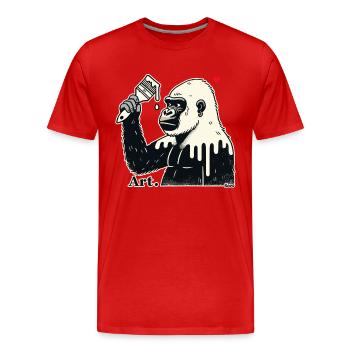 Gorilla artist, customer with brush and paint - Men's Premium Organic T-Shirt - red - Front - Damien (186cm)