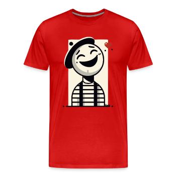 Franz, the pantomime in love - Men's Premium Organic T-Shirt - red - Front - Damien (186cm)