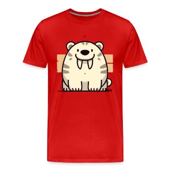 Knuddel-Säbelzahn-Tiger mit Herz - Männer Premium Bio T-Shirt - Rot - Vorne - Damien (186cm)