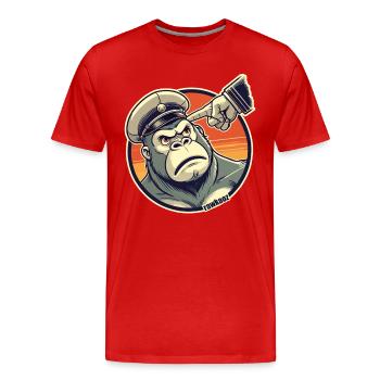 Strict monkey with cap gets finger - Men's Premium Organic T-Shirt - red - Front - Damien (186cm)
