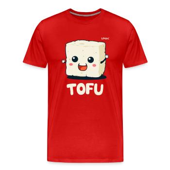 Cute Tofu Cartoon – Funny Veggie Design - Men's Premium Organic T-Shirt - red - Front - Damien (186cm)