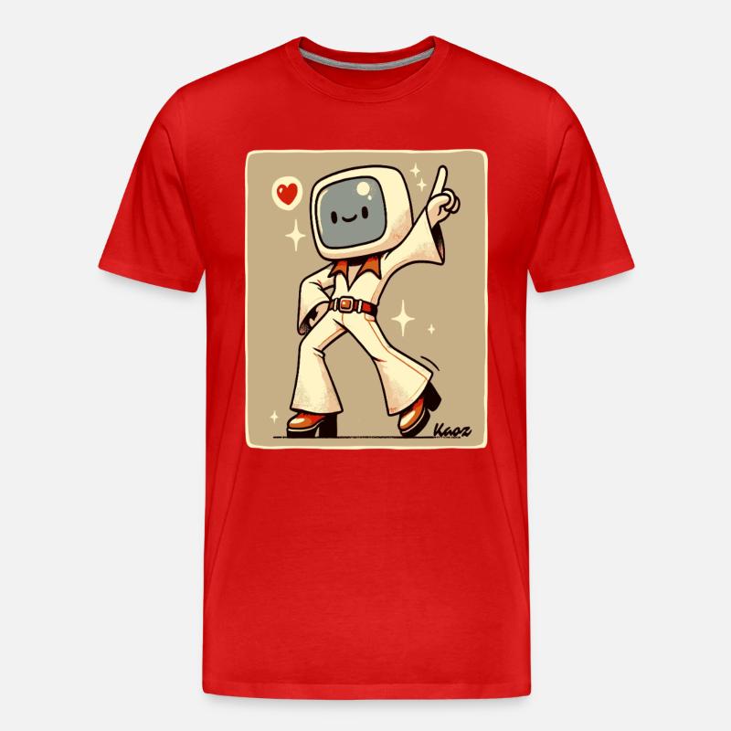 70s Retro Style Tanzfläche: Disco Tänzer - Männer Premium Bio T-Shirt - Rot
