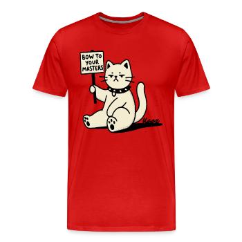 Sarcastic Protest Cat – Bow! - Men's Premium Organic T-Shirt - red - Front - Damien (186cm)