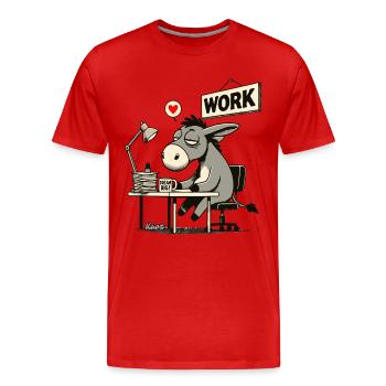 âne de bureau fatigué au travail au bureau - T-shirt bio Premium Homme - rouge - Devant - Damien (186cm)