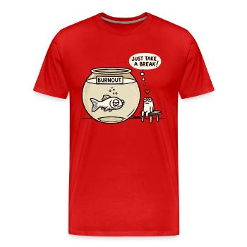 Burnout Fish & Frog Thérapeute - T-shirt bio Premium Homme - rouge - Devant - Damien (186cm)