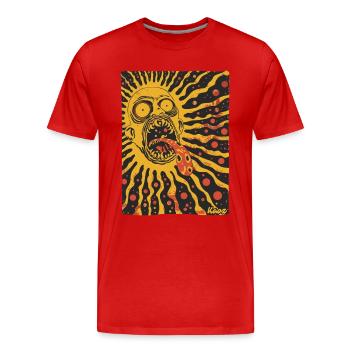 Crazy Psycho Horreur Soleil - T-shirt bio Premium Homme - rouge - Devant - Damien (186cm)