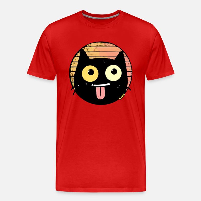 Freche Retro Katze - Männer Premium Bio T-Shirt - Rot