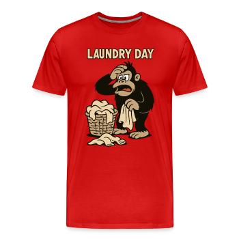 Laundry day at the overwhelmed monkey - Men's Premium Organic T-Shirt - red - Front - Damien (186cm)